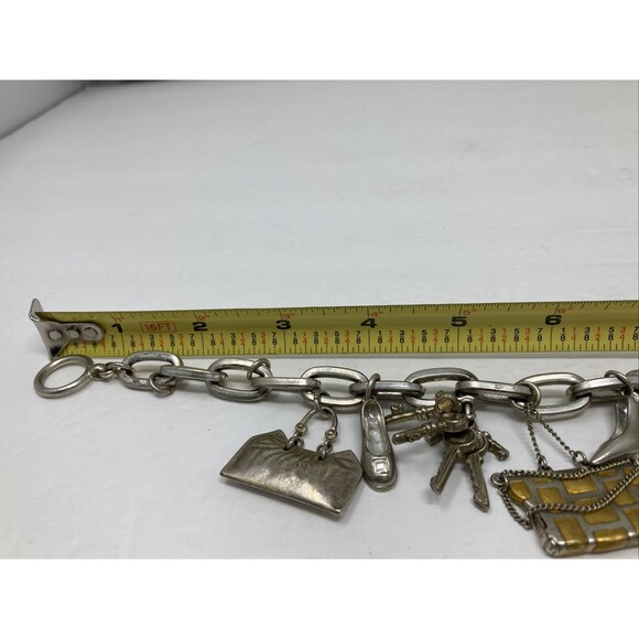 Kenneth Cole Reaction Charm Bracelet Shoes Purses Keys Mostly Silver Tone - Picture 11 of 11
